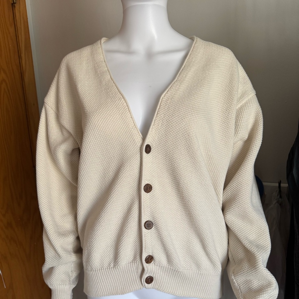 Cream Button-Up Cardigan